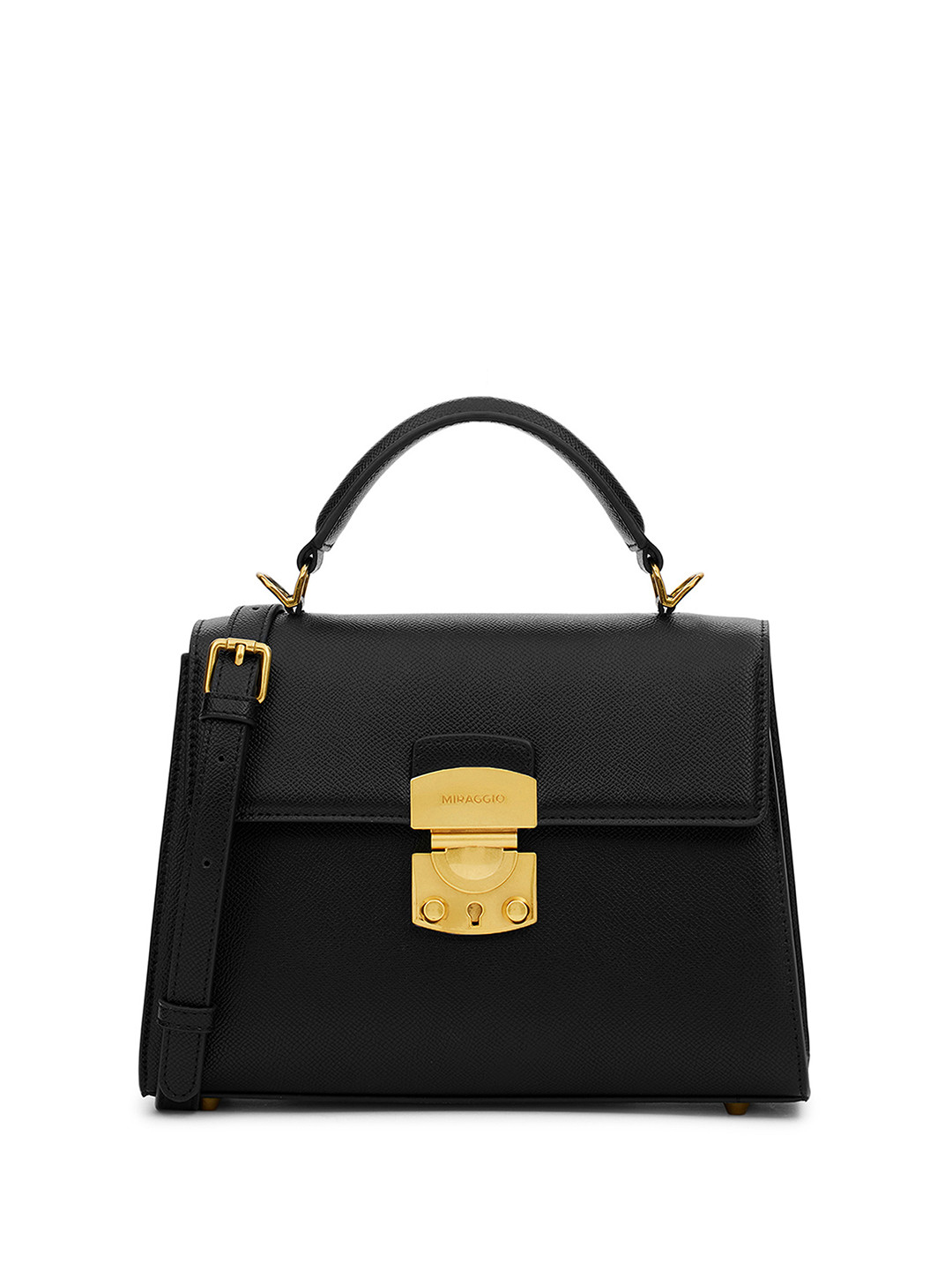 MIRAGGIO Michelle Black Crossbody Bag With Adjustable & Detachable Strap