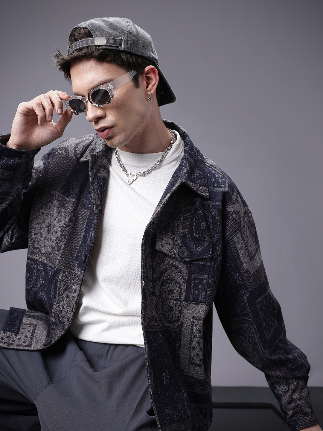 SOKO FASHION Ethnic Printed Drop-Shoulder Sleeves Relaxed Fit Shacket