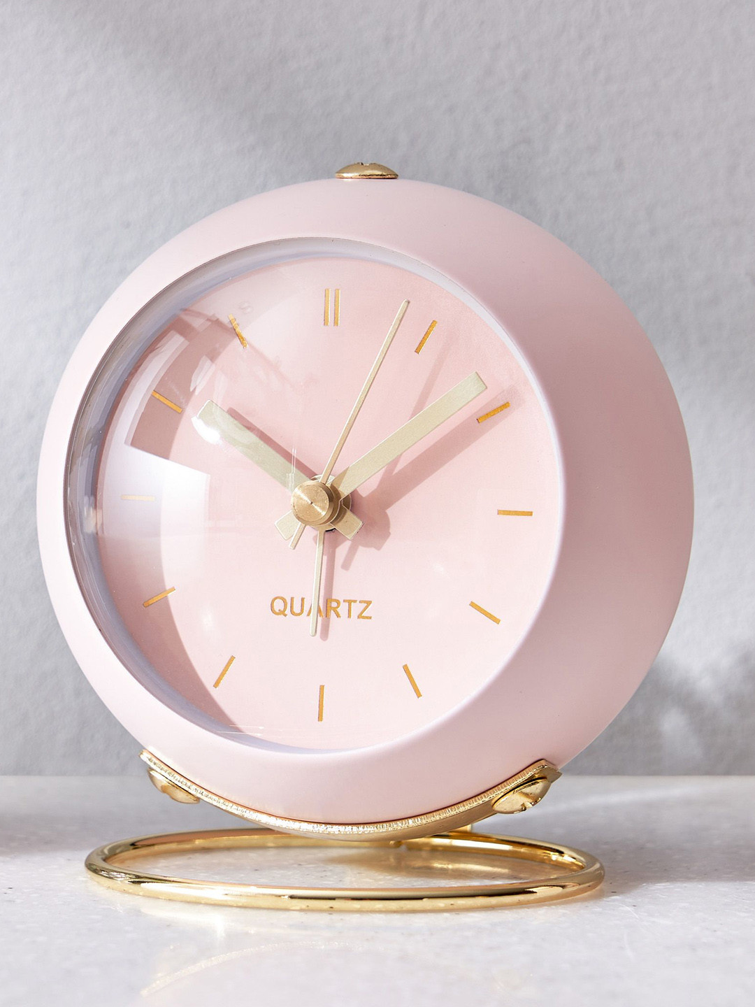 Home Centre Pink & Gold-Toned Contemporary Table Clock