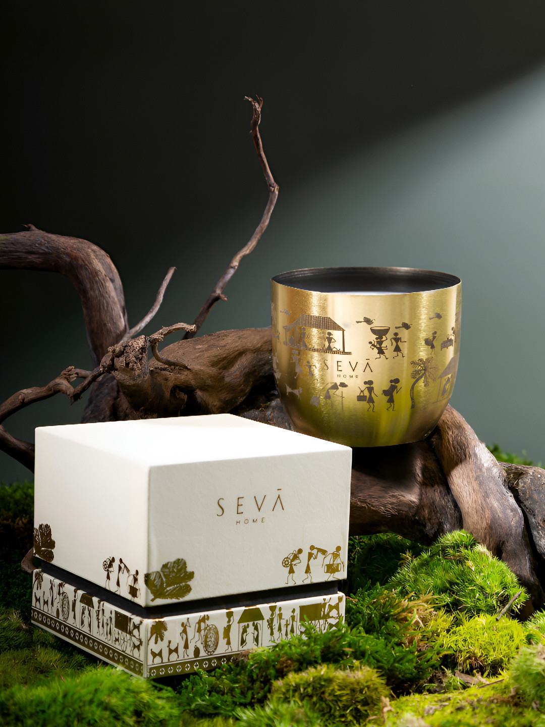 Seva Home Dil se Heirloom Warli Scented 2 Wick Scented Solid Geometric Regular Jar Candles