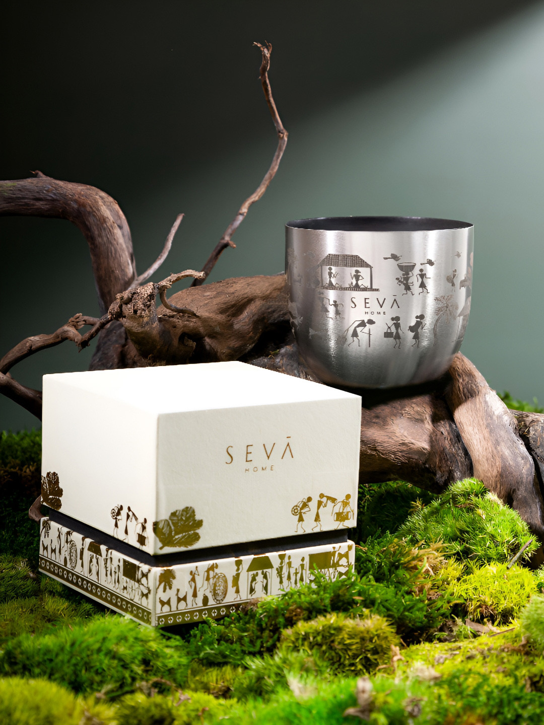 Seva Home Dil se Heirloom Warli Scented 2 Wick Scented Solid Geometric Regular Jar Candles