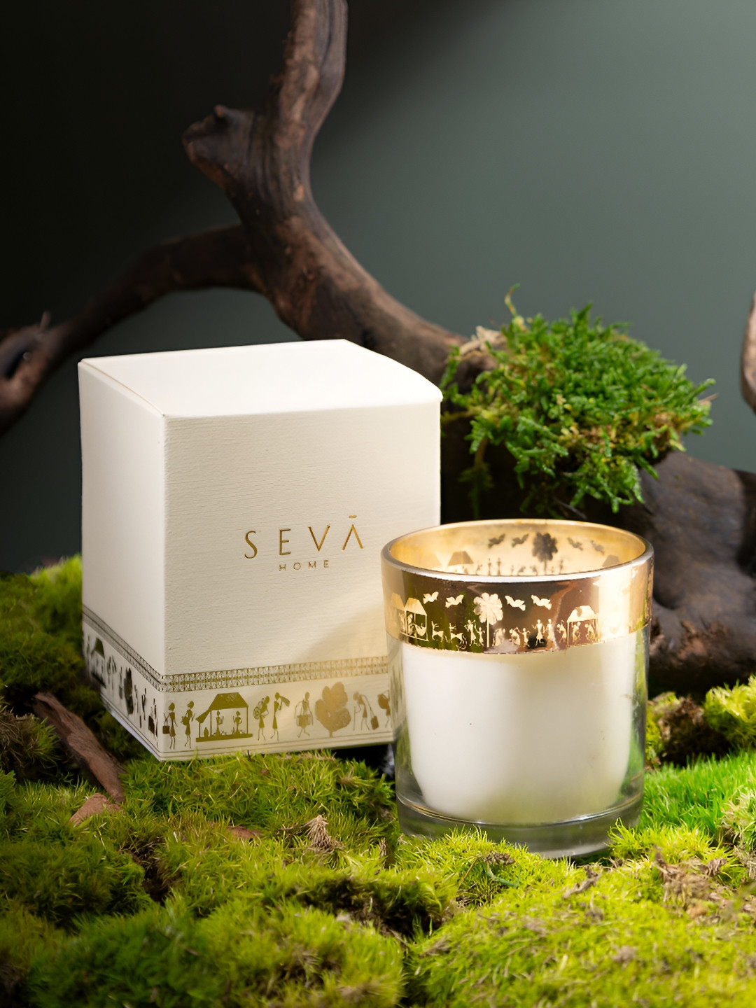 Seva Home Dil se Enchante Lifestyle Print Warli 2 Wick Scented Solid Jar Candles
