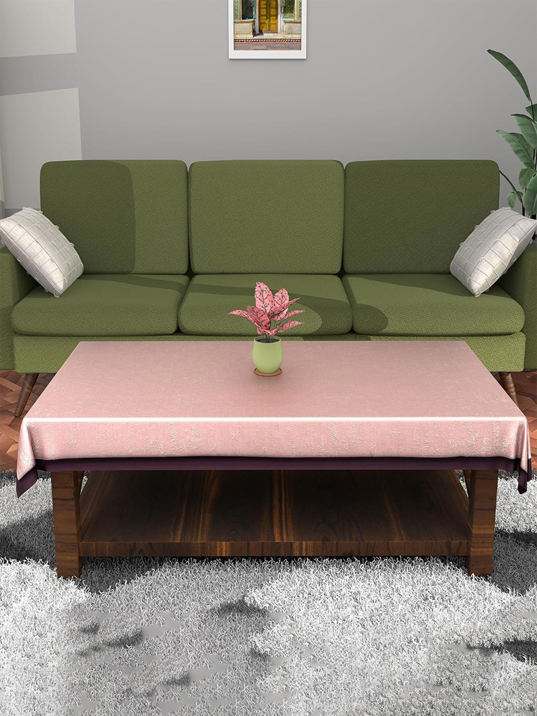 Kuber Industries Pink Abstract Printed Cotton 4-Seater Tea Table Cover