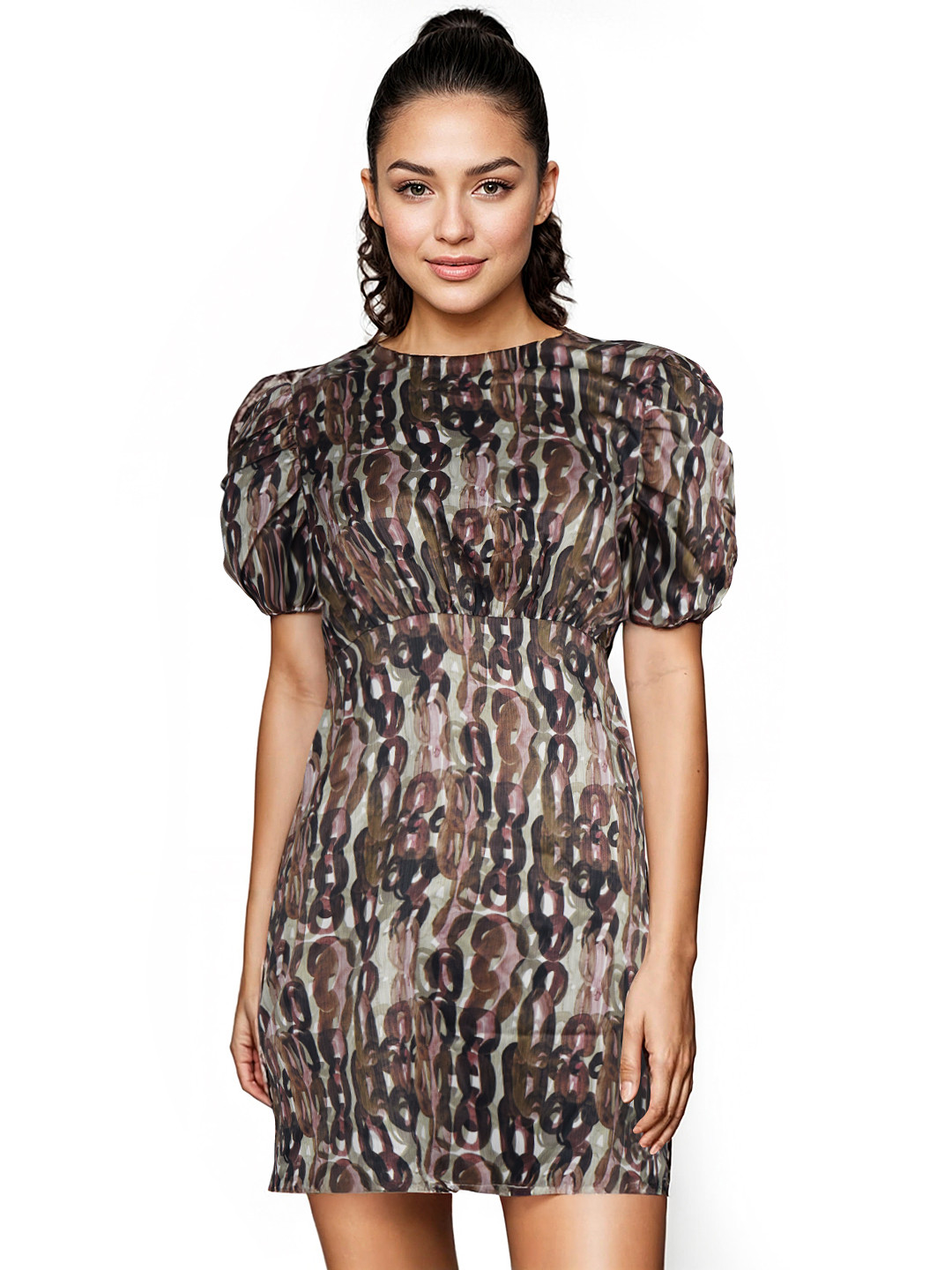 glitchez Ruched Styled Back Mini Sheath Dress