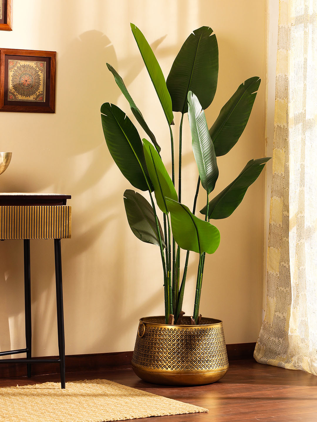 Elemntl Green Banana Artificial Tree With Black Pot