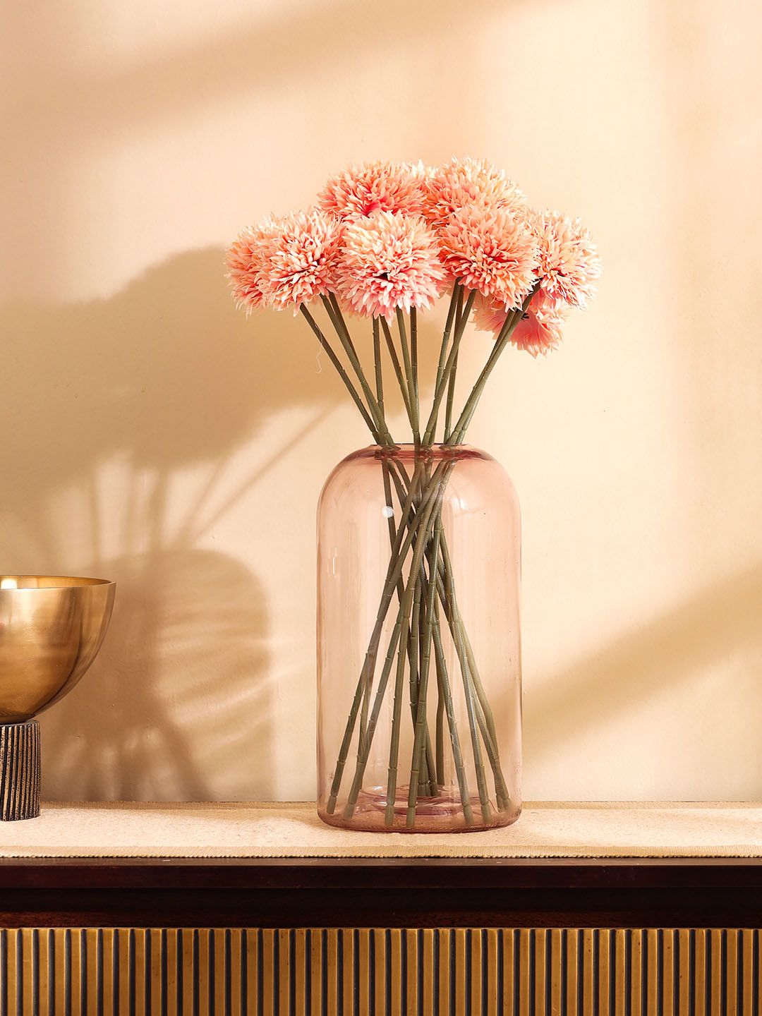 Elemntl Peach-Coloured 5 Pieces Chrysanthemum Artificial Flower