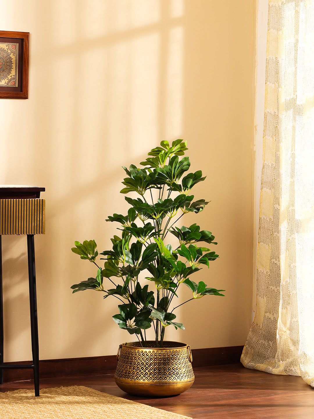 Elemntl Green Schefflara Artificial Plant With Black Pot