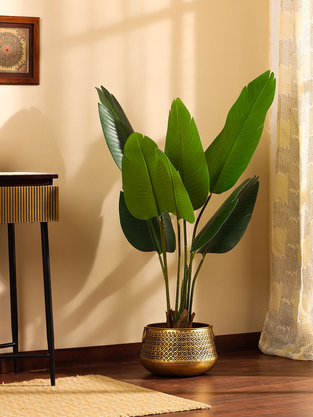 Elemntl Green Artificial Banana Plant In Black Pot