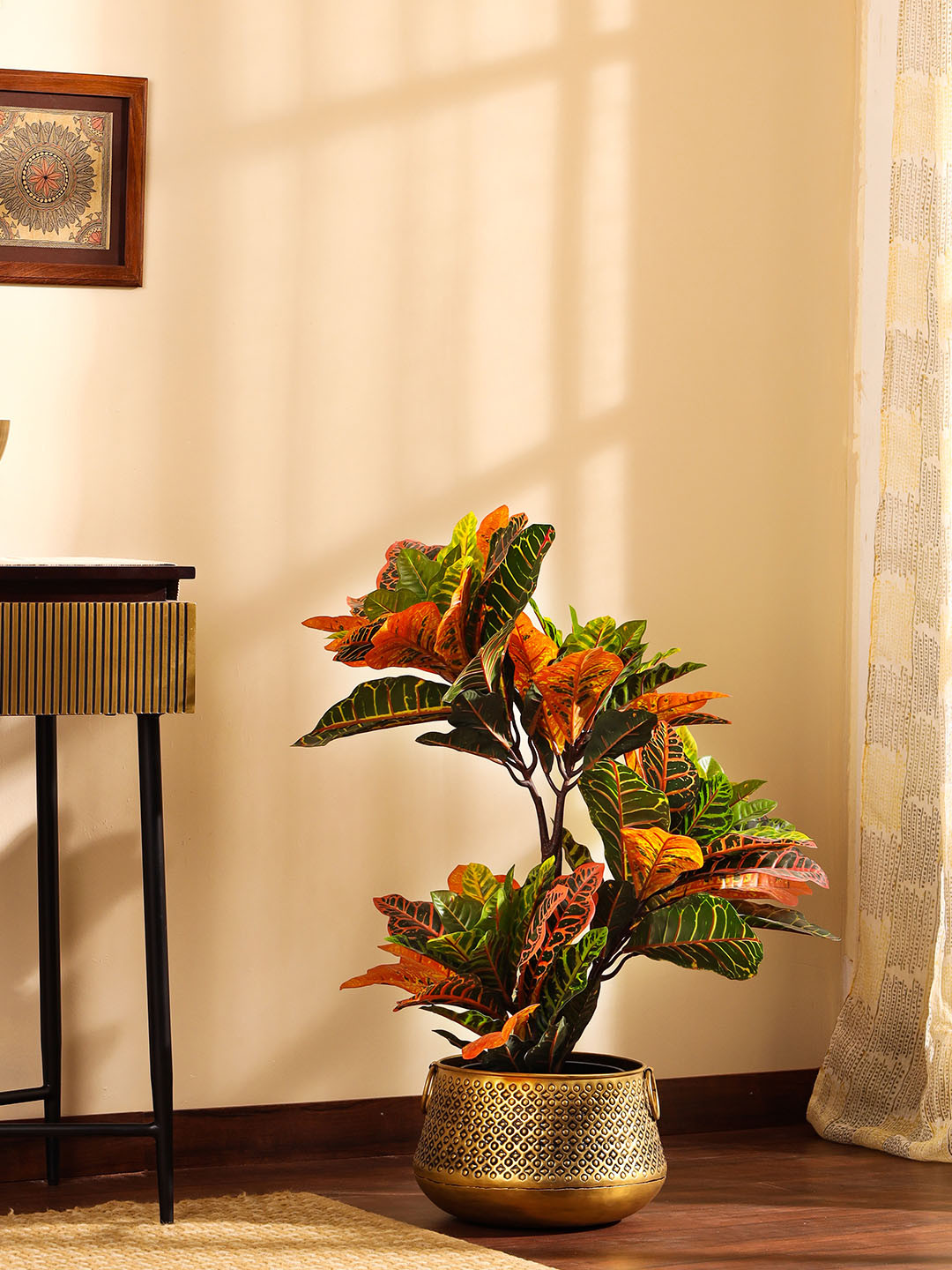 Elemntl Assorted Non-Hanging Croton With Pot Artificial Plant