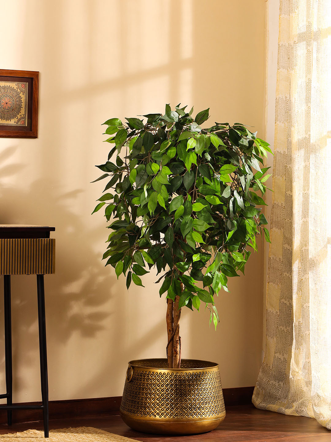Elemntl Green Artificial Ficus Plant in Black Pot