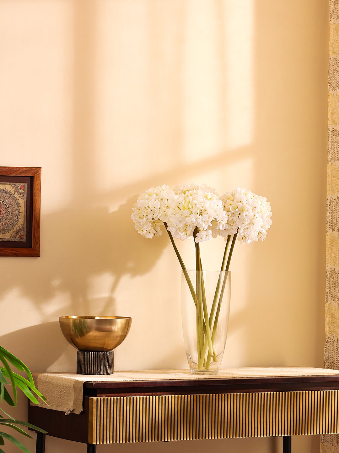 Elemntl White & Green 3 Pieces Artificial Hydrangea Flower Sticks