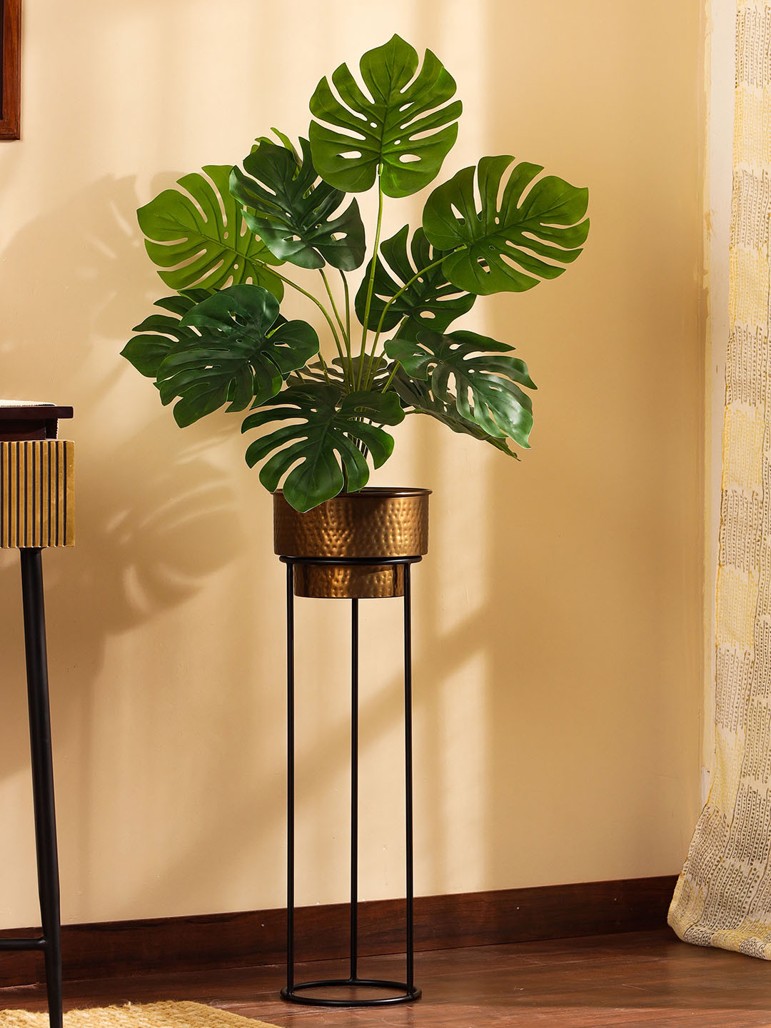 Elemntl Green & Black Artificial Monstera Potted Plant