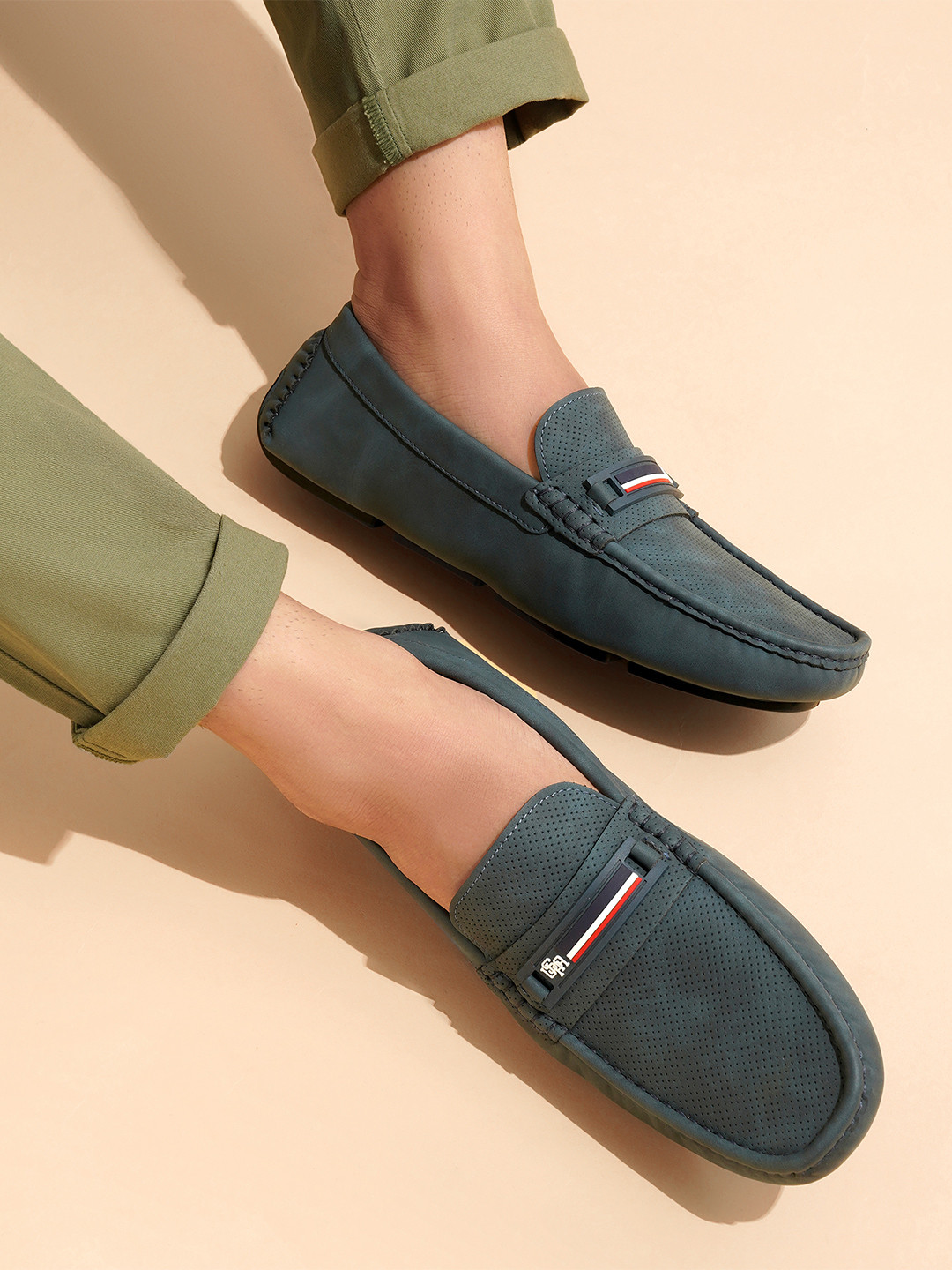 U.S. Polo Assn. Men perforated upper PU Loafers with Signature branding