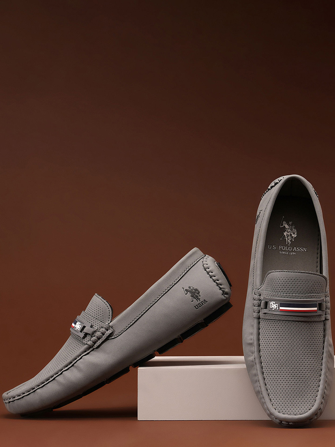 U.S. Polo Assn. Men perforated upper PU Loafers with Signature branding