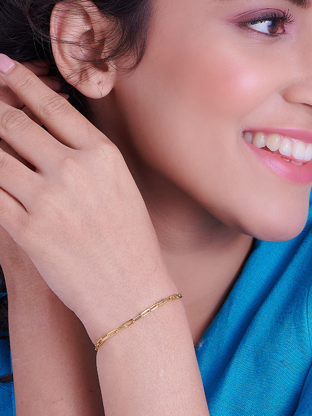 Nipura Women 925 Sterling Silver 14kt Gold-Plated Chic Chain Link Bracelet