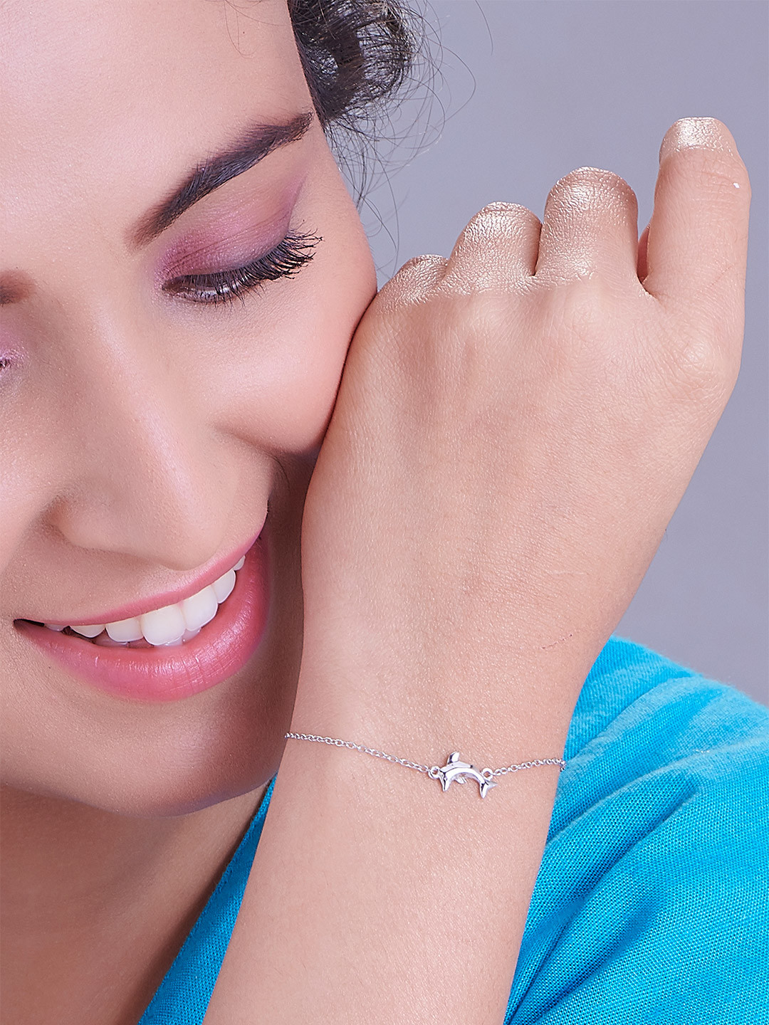 Nipura Women 925 Sterling Silver Rhodium-Plated Dolphin Wraparound Bracelet