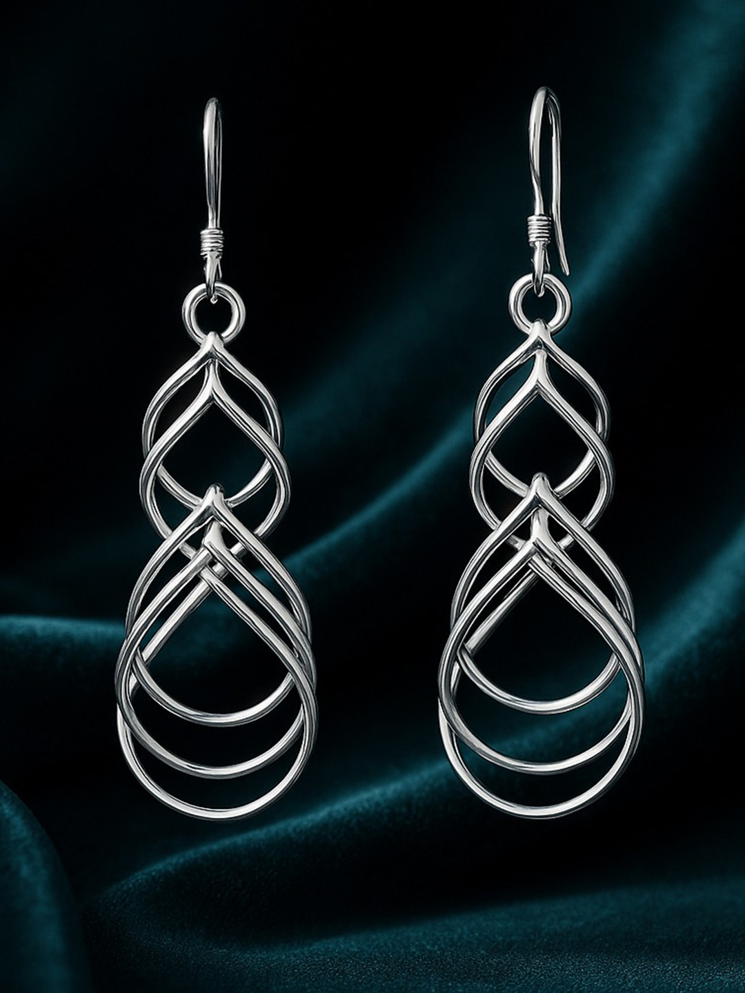 Nipura Women 925 Sterling Silver Rhodium-Plated Contemporary Swirly Drop Earrings