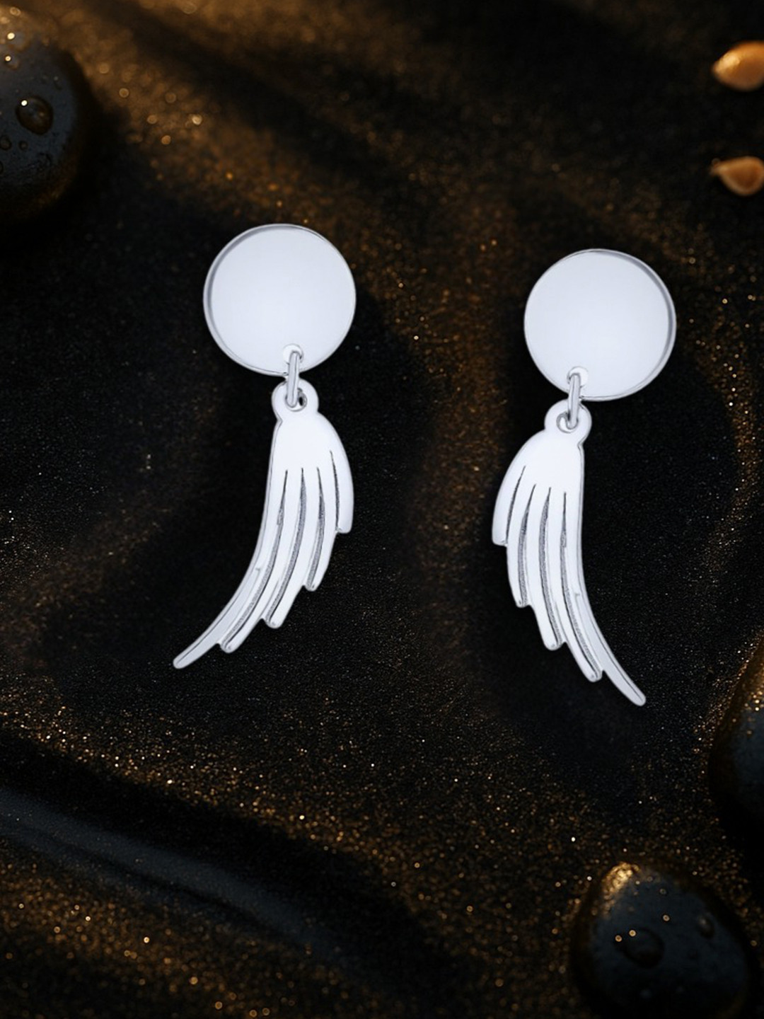 Nipura 925 Sterling Silver Rhodium-Plated Contemporary Wing Laser Cut Drop Earrings