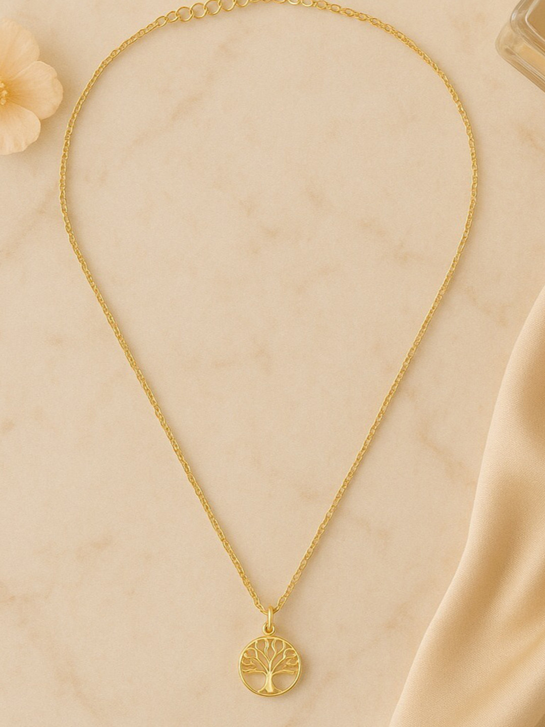 Nipura Women 925 Sterling Silver 14kt Gold-Plated Wise Tree Minimal Necklace