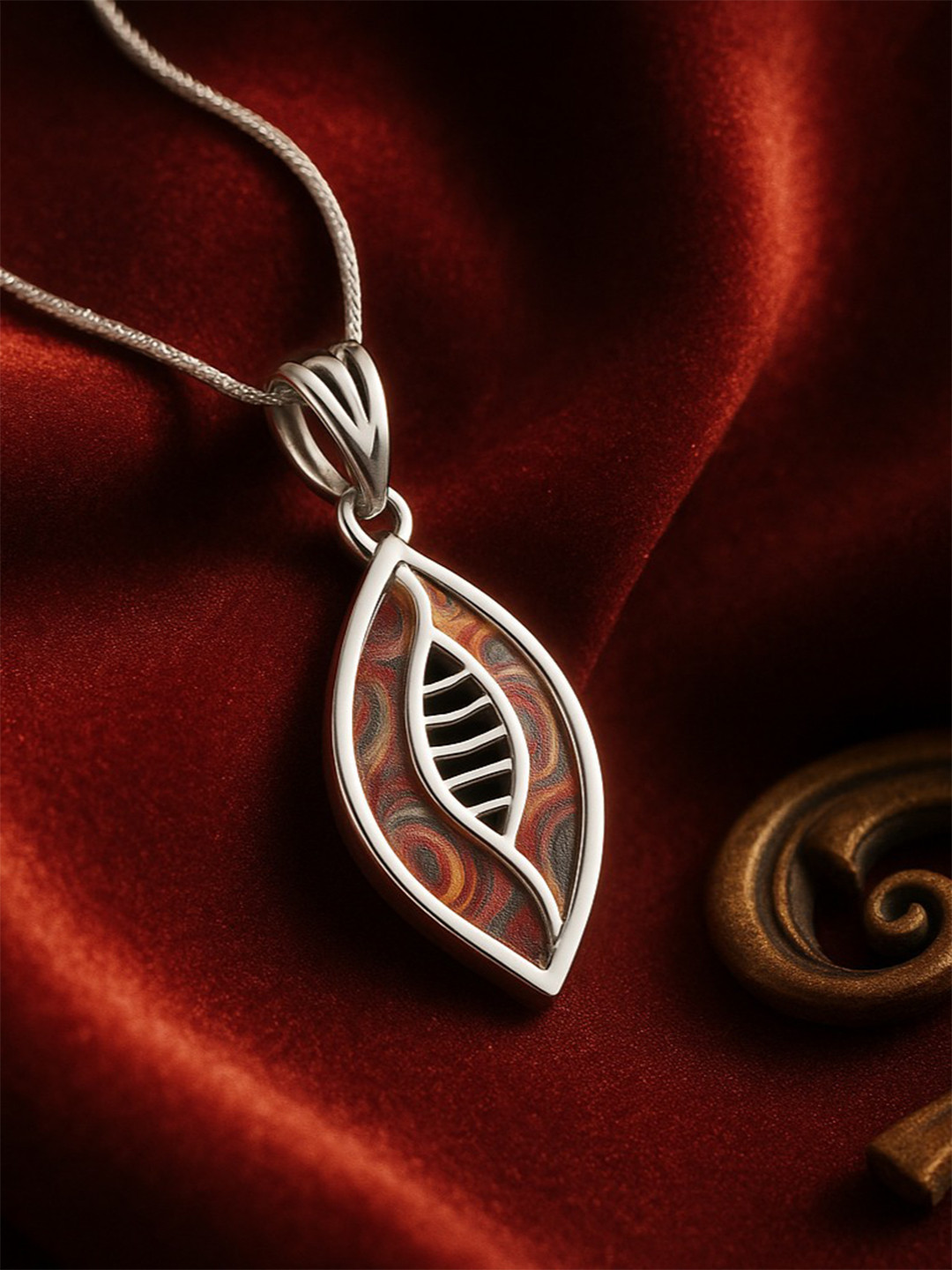 Nipura 925 Sterling Silver Contemporary Rhodium-Plated Modern Marquise Shape Pendant