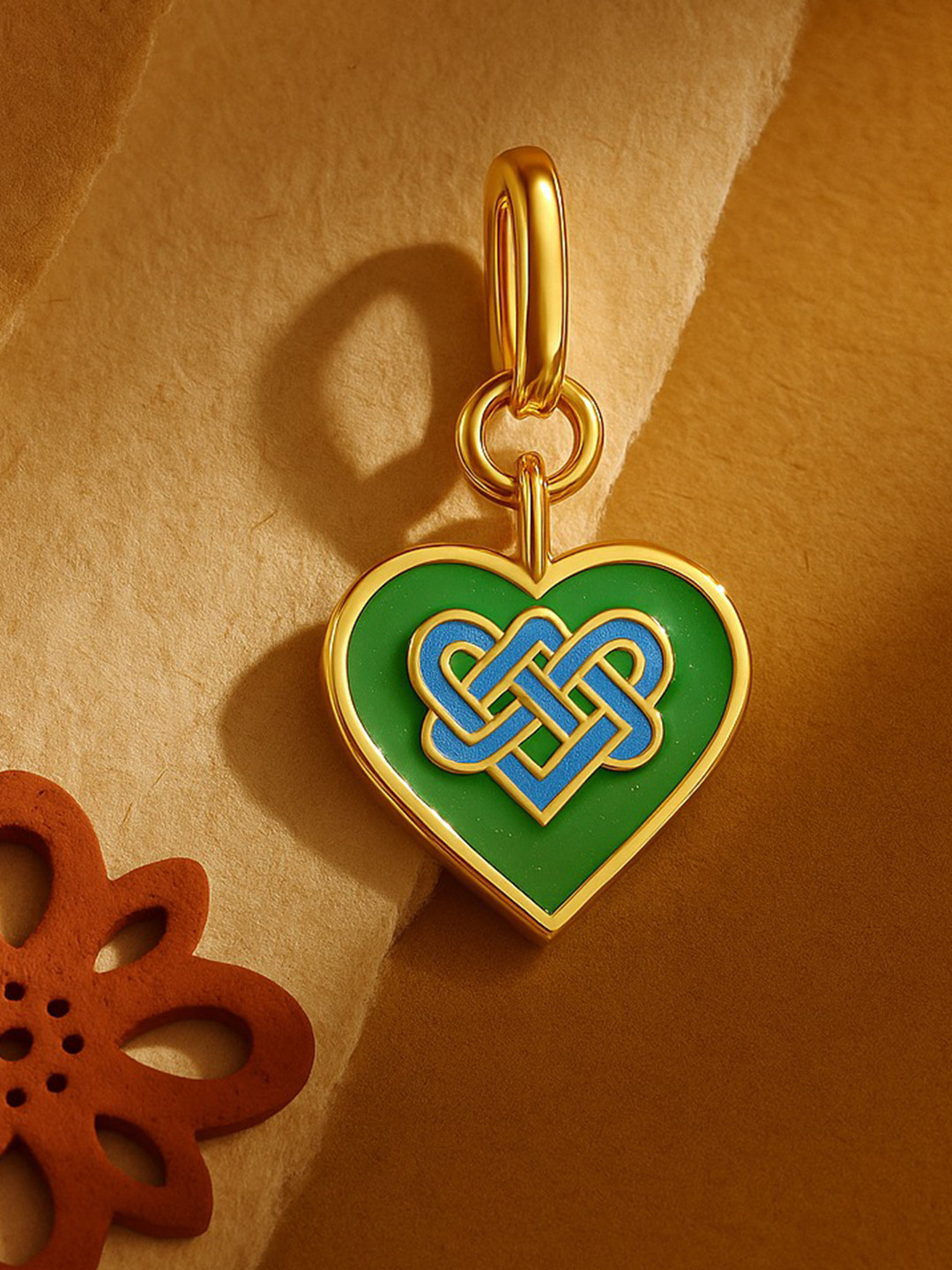 Nipura 925 Sterling Silver 14kt Gold-Plated Celtic Heart-Shaped Enamelled Charms