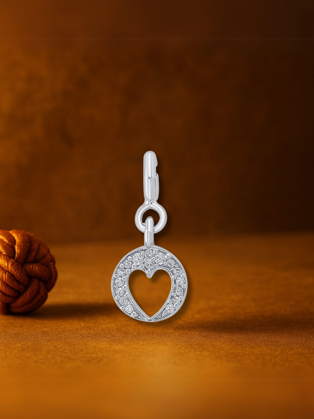 Nipura 925 Sterling Cubic Zirconia Silver Rhodium-Plated Heart-Shaped Chic Charms