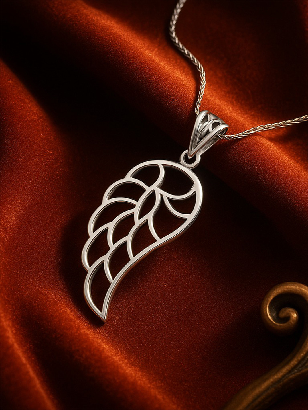 Nipura 925 Sterling Silver Rhodium-Plated Angel Wing Laser-cut Pendant