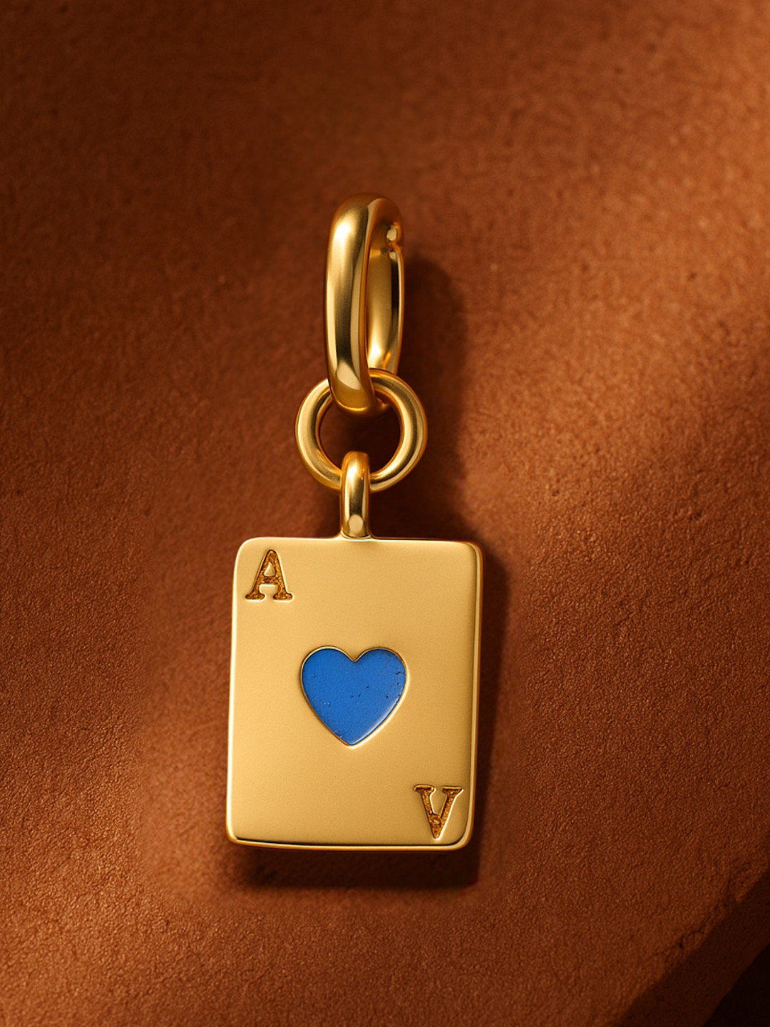 Nipura 925 Sterling Silver 14kt Gold-Plated Square Ace of Heart Enamelled Charms