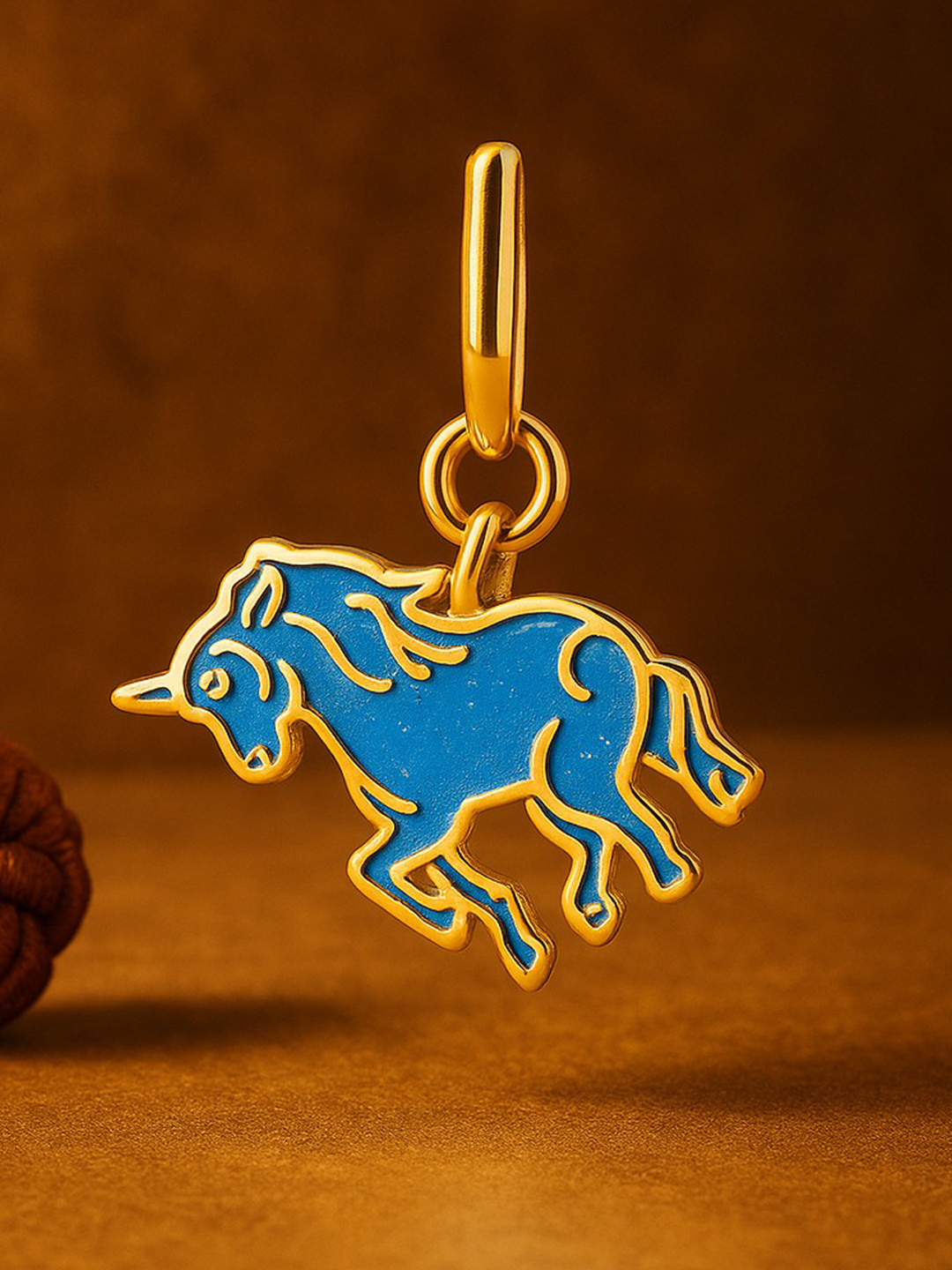 Nipura 925 Sterling Silver 14kt Gold-Plated Enamelled Blue Unicorn Charm Charms