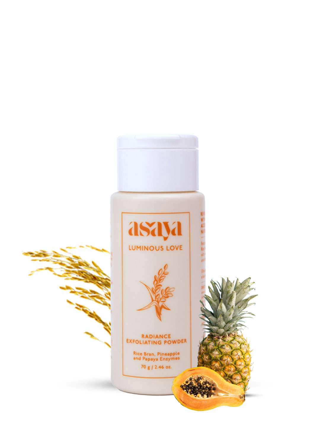 Asaya Luminous Love Radiance Exfoliating Powder with Rice Bran & Pineapple - 70g