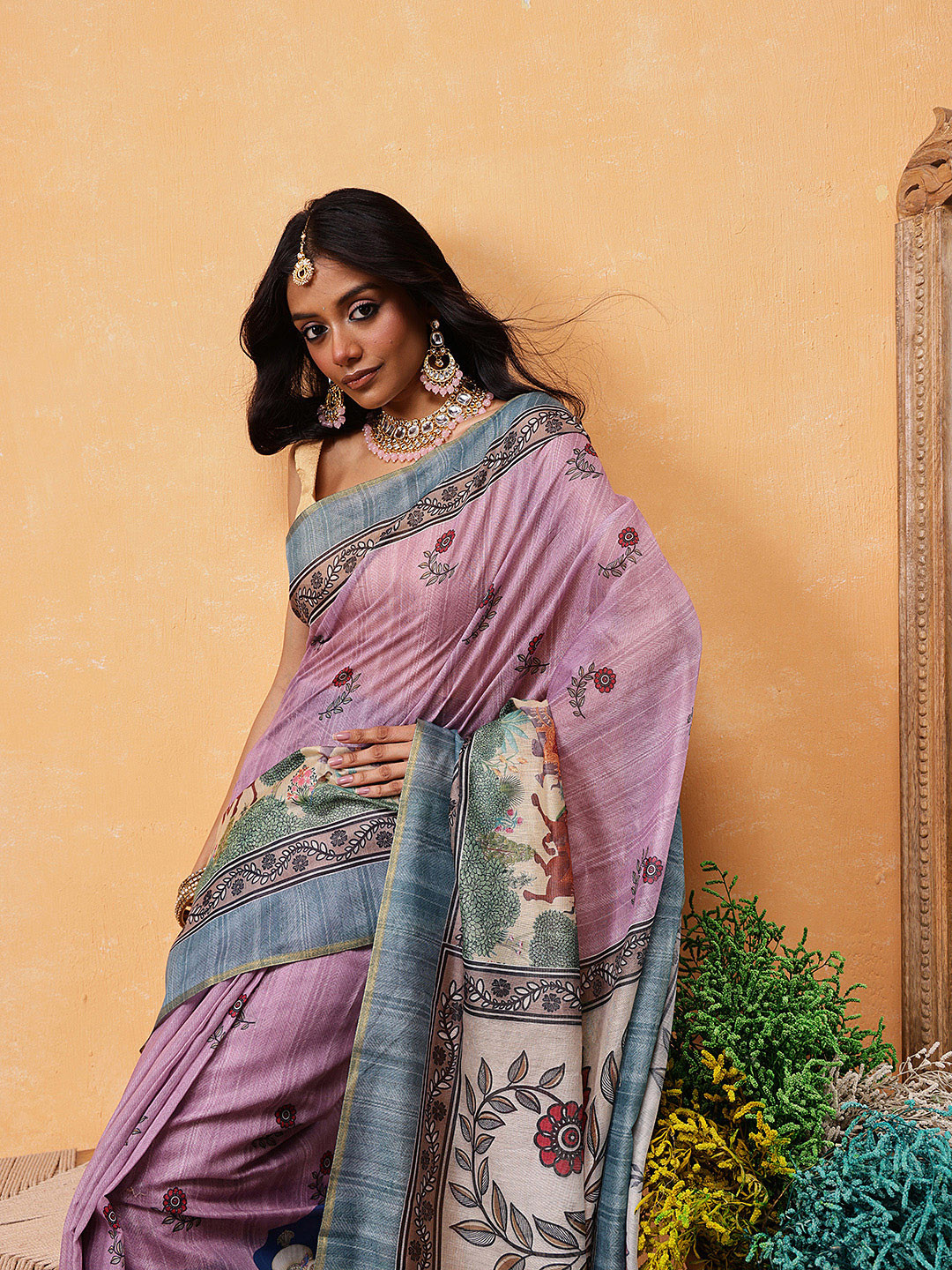 Silk Land Madhubani Printed Ready To Wear Saree