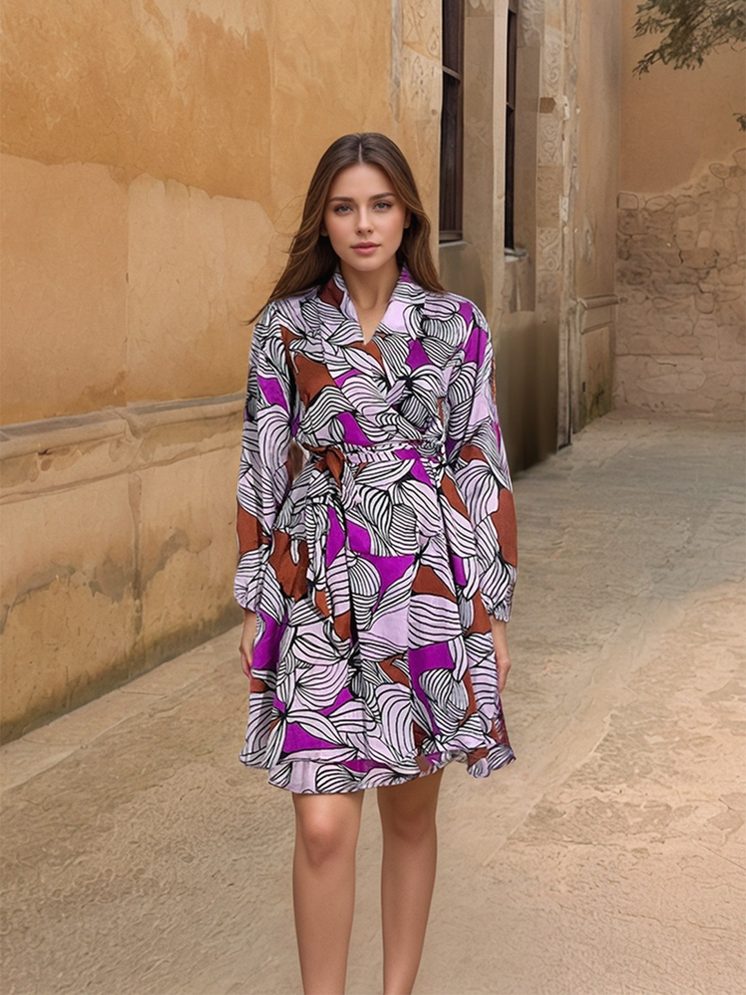 Stylecast X Hersheinbox Printed Mini Wrap Dress