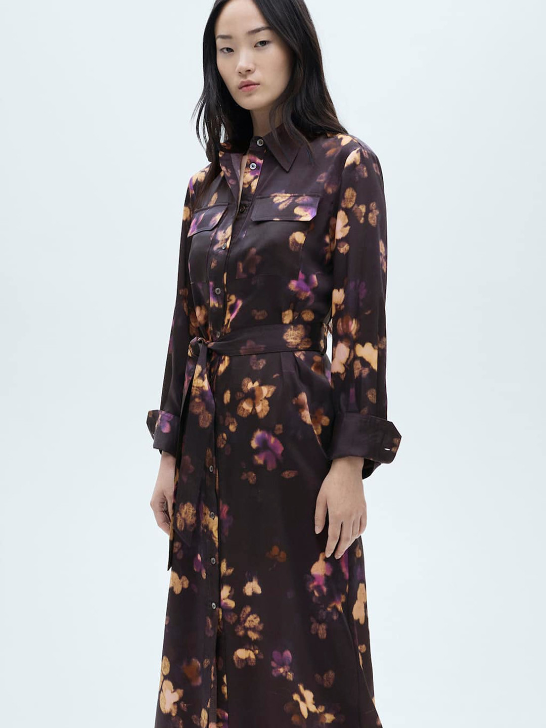 MANGO Print Shirt Midi Dress