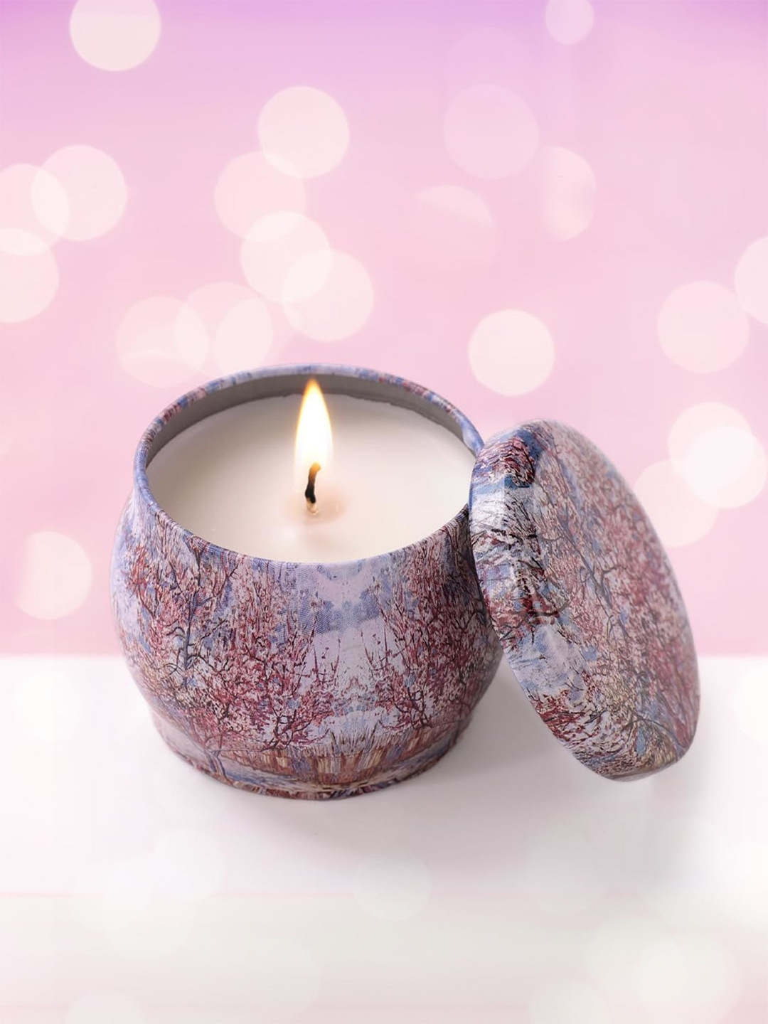 andMe Diwali decoration Scented 1 Wick Lavender Leaf Round Jar Candles