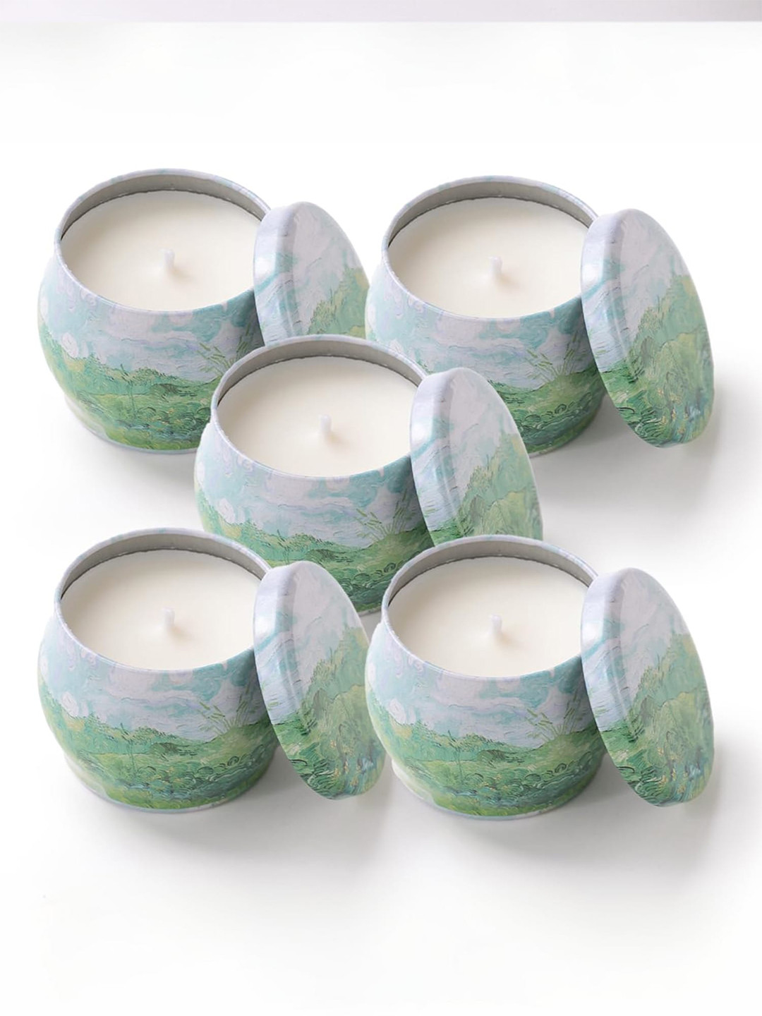 andMe Diwali decoration 5Pcs Scented 1 Wick Yashioka Abstract Round Jar Candles