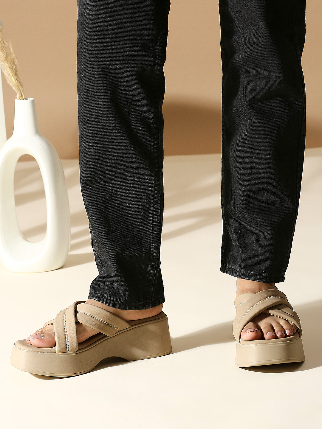 Inc 5 Women Cross Strap Wedge Heeled Sandals