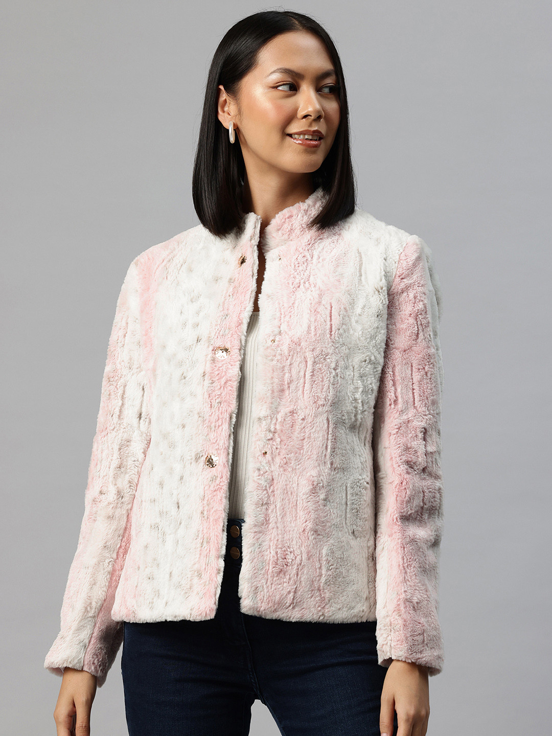 Pierre Carlo Women Tailored Jacket With Faux Fur Trim