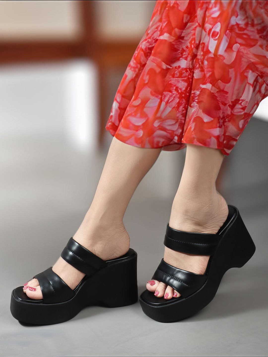 Carlton London Women Open Toe Wedge Heel Sandals