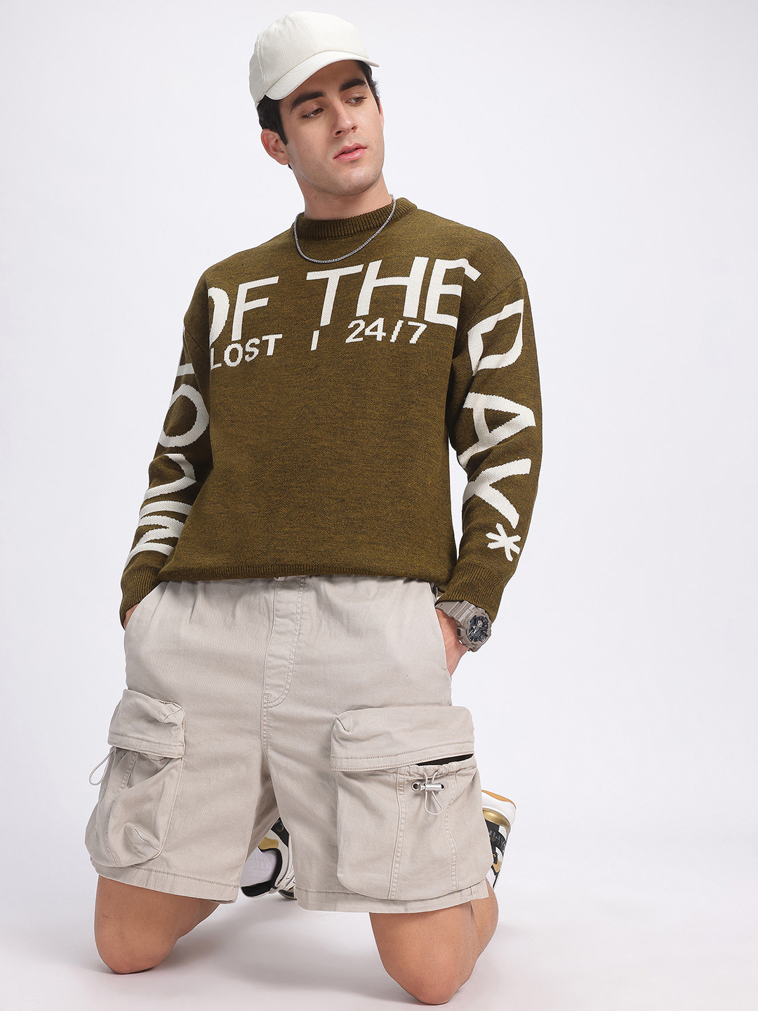 glitchez Bold Quotes Self-Design Round-Neck Pullover