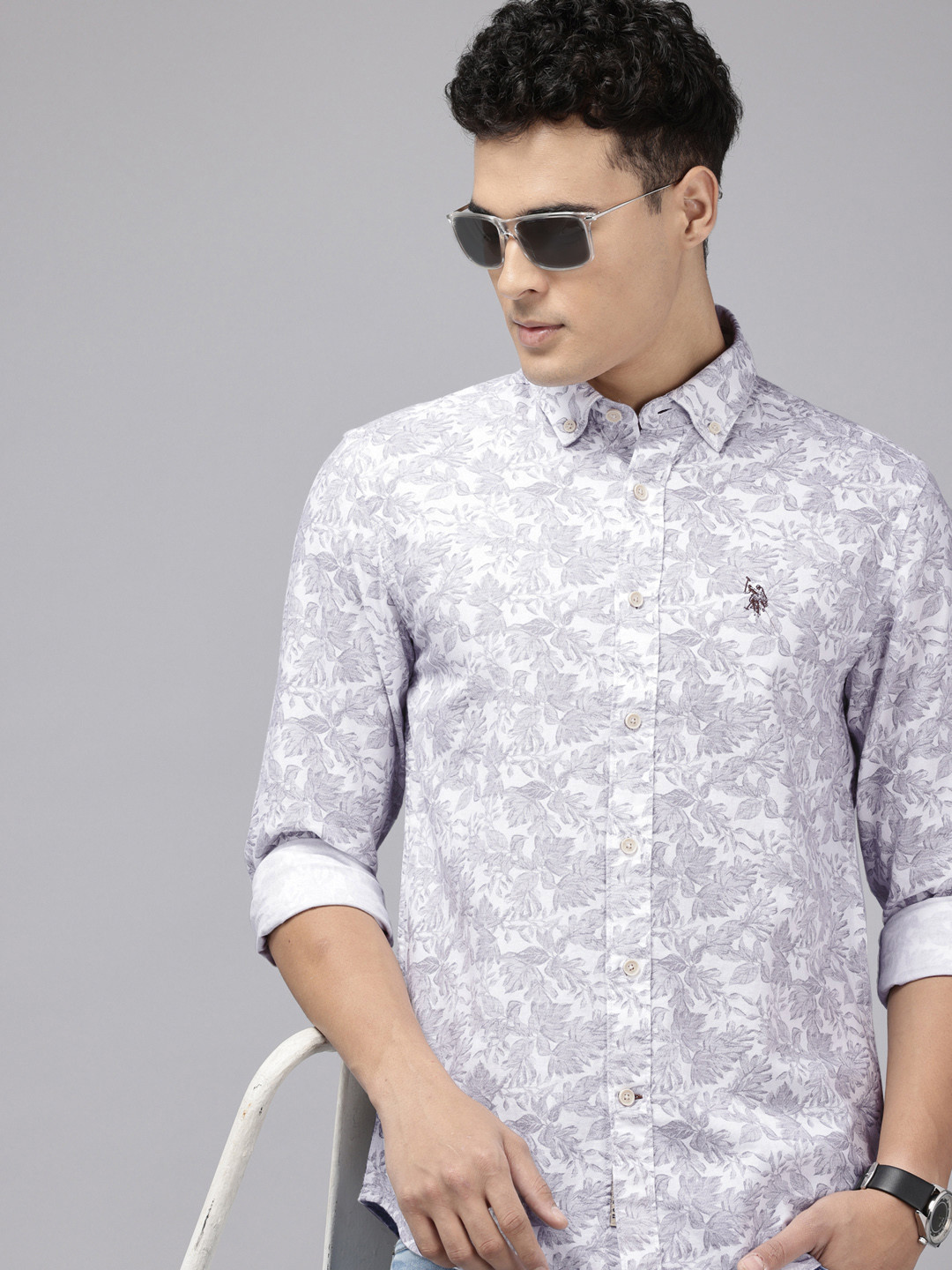 U.S. Polo Assn. Denim Co. Floral Printed Pure Cotton Casual Shirt