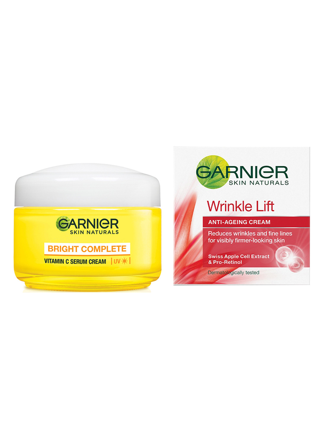 Garnier Vitamin C Serum Cream 45g & Wrinkle Lift Anti-Ageing Cream - 40g Combo