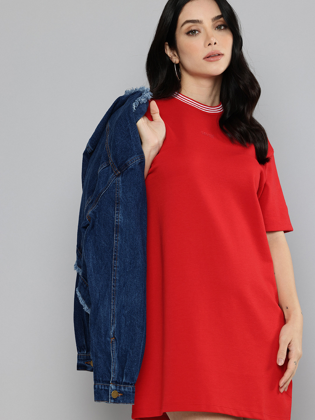 Levis Solid T-shirt Mini Dress