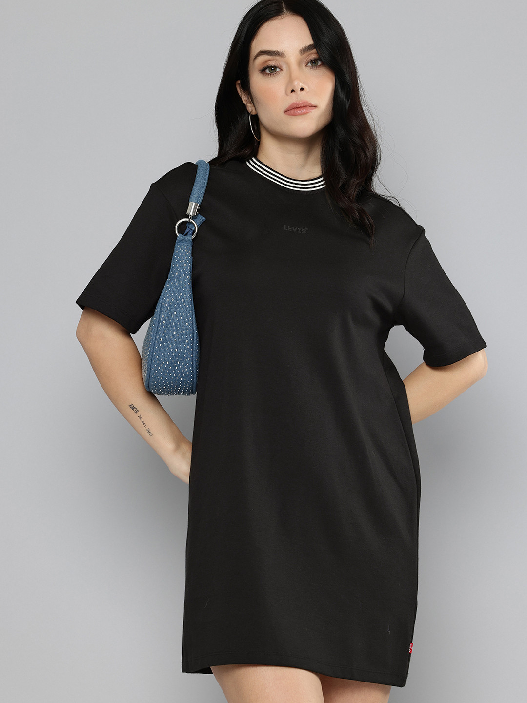 Levis Solid T-shirt Mini Dress