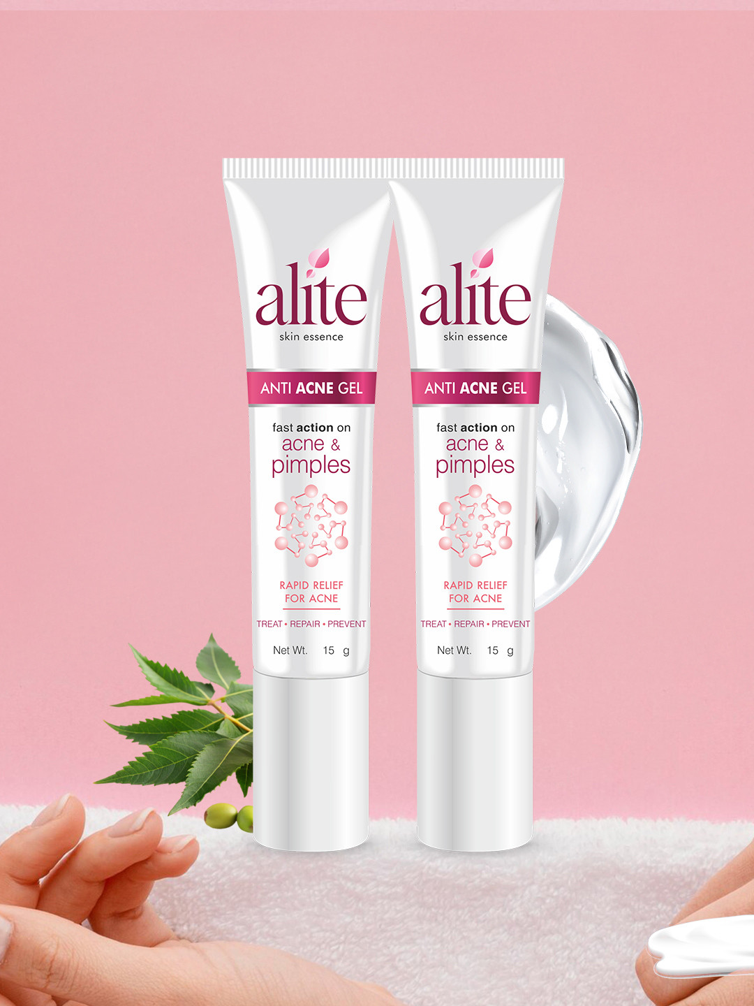 Alite Set Of 2 Anti Acne Gel for Pimples With Tea Tree & Neem Oil - 15g Each