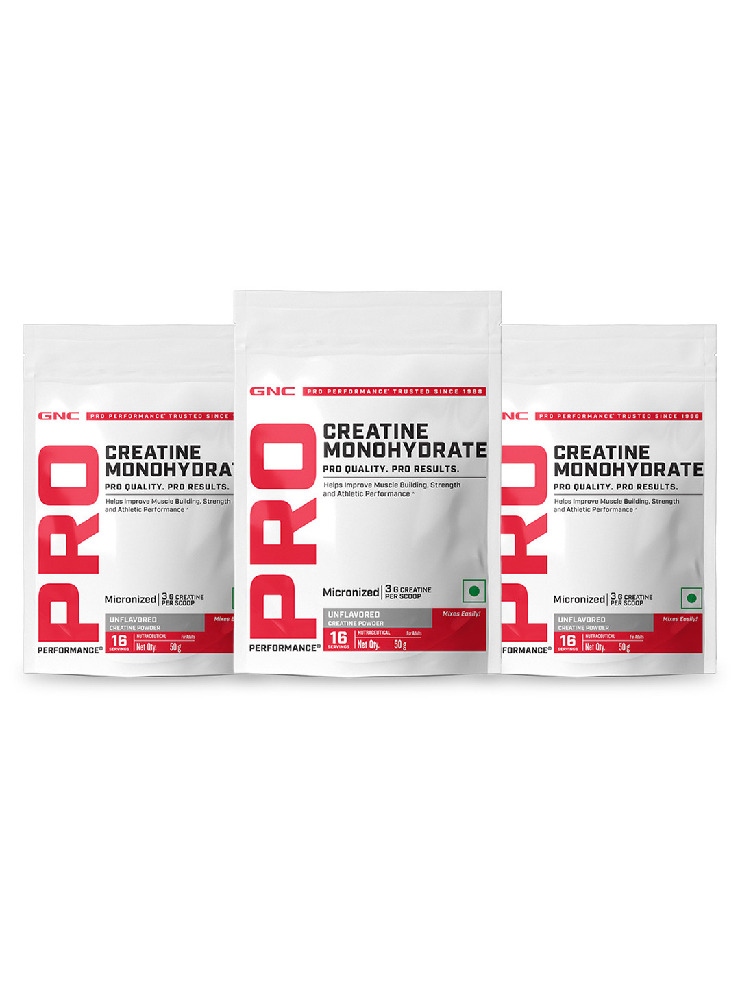 GNC Set Of 3 Unflavoured Creatine Monohydrate - 50 gm Each