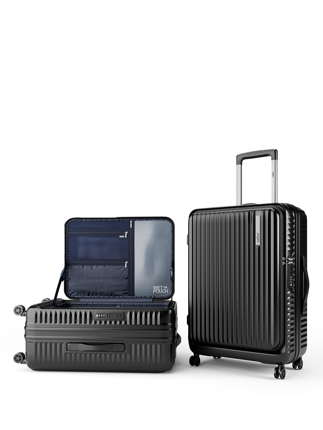 Safari Select Recoil Black Expandable with TSA Lock Large Polycarbonate Trolley Bag