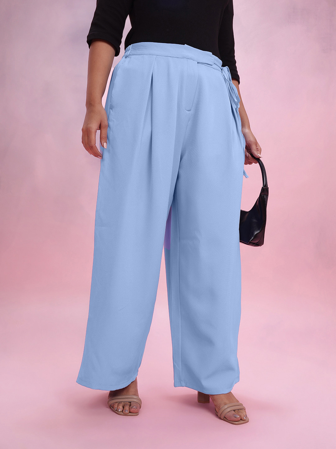 DressBerry Curve Women Pleated Wide Leg Trousers