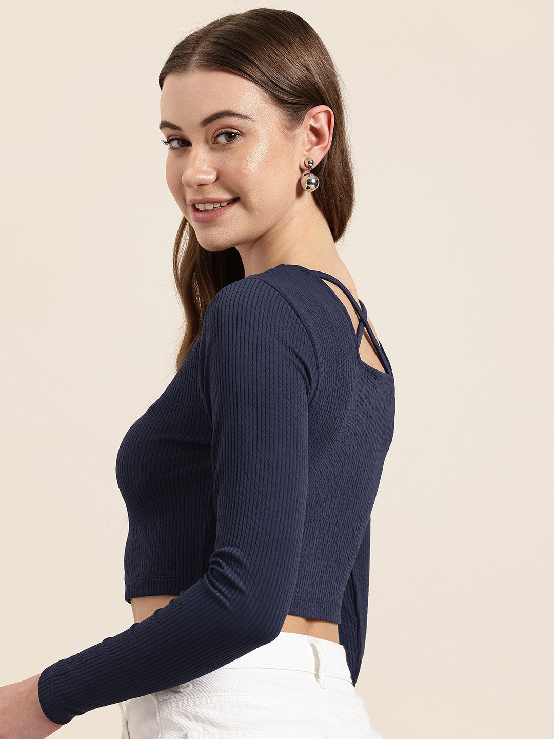 HERE&NOW Textured Rib Fitted Crop Top