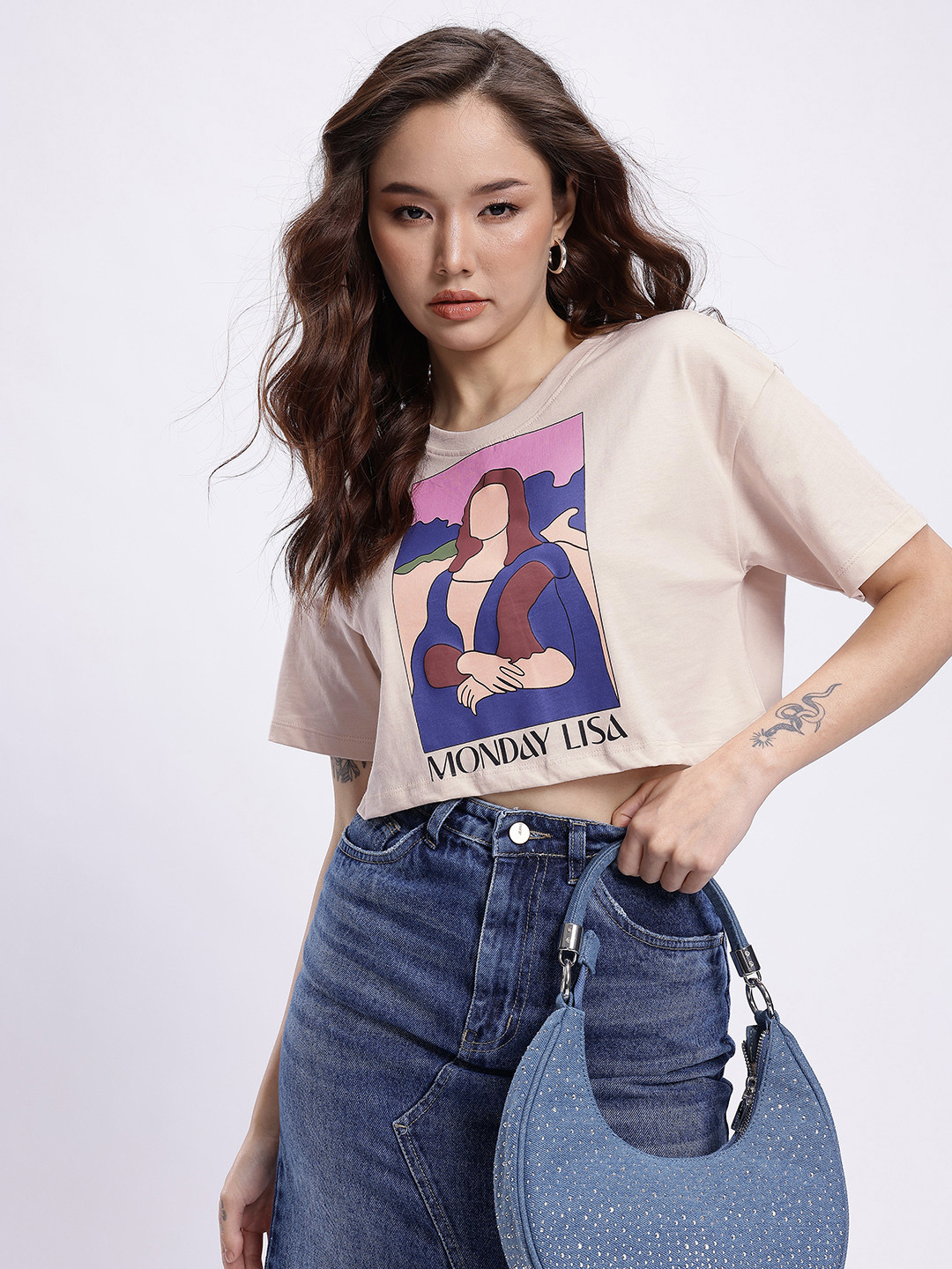 glitchez Humour and Comic Boxy Crop T-shirt