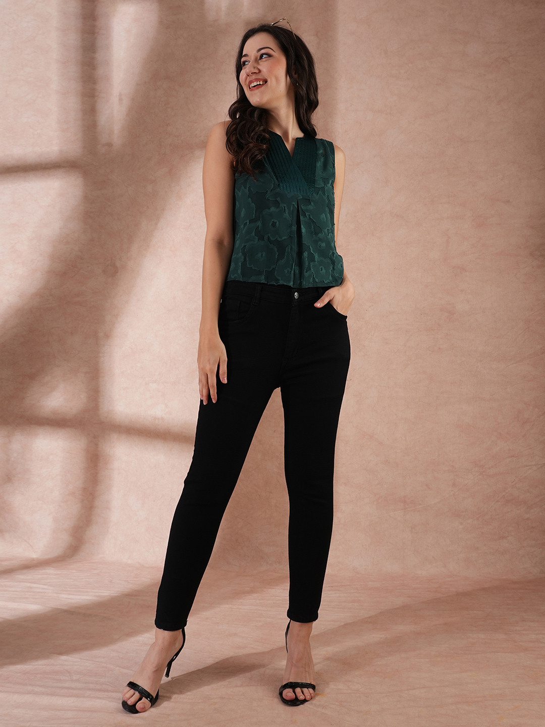 Globus Women Floral Self-Design Party Top
